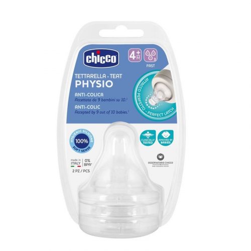 CHICCO Cumisüveg cumizó Perfect 5/Well-Being fiziológiás gyors áramlás 4m+ 2 db