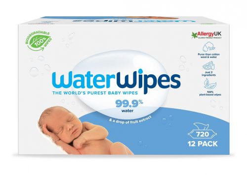 12x WATERWIPES Nedves törlőkendők, műanyagmentes 60 db ( 720 db )