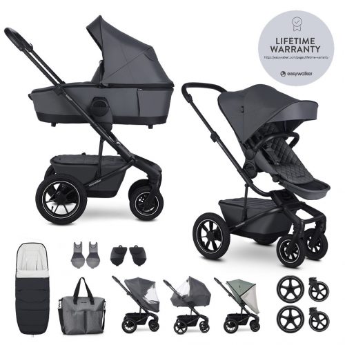 EASYWALKER Szett XXL kombinált babakocsi Harvey5 Air Premium Mineral Grey kiegészítőkkel