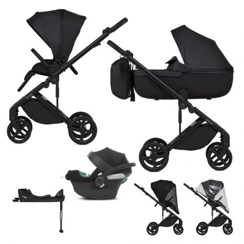 ANEX Kombinált babakocsi Eli Midnight + CYBEX Aton B2 i-Size + alapzat